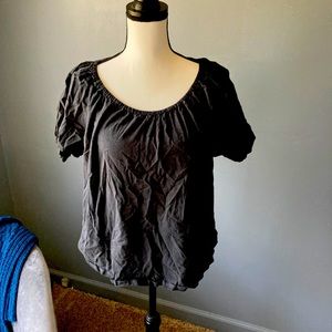 Balloon sleeve black blouse